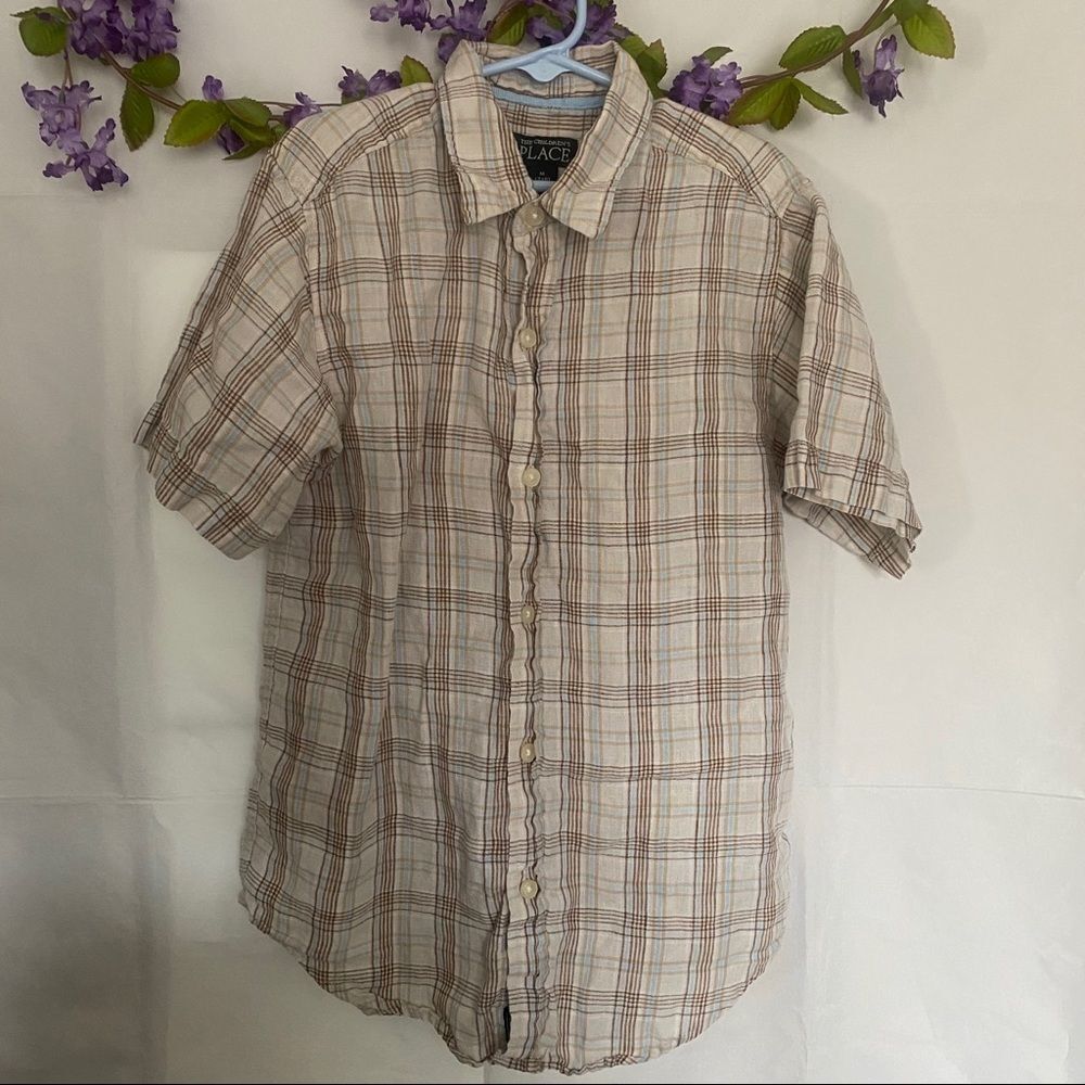 The Children’s Place Plaid Linen-Blend Shirt